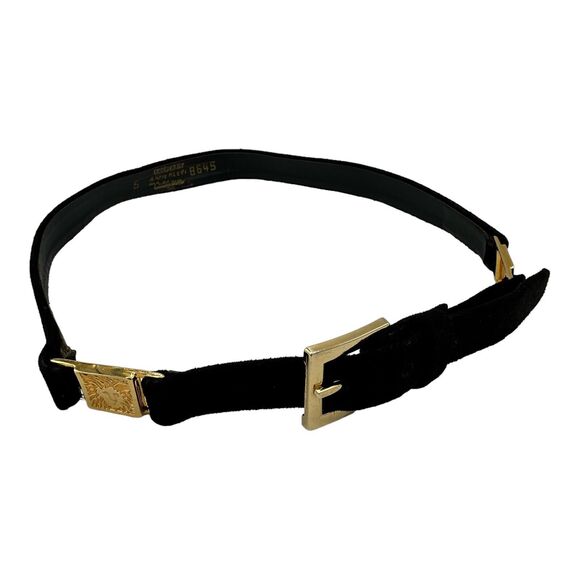 Anne Klein Accessories - ANNE KLEIN Black Leather Skinny Dress Womens Belt Gold-Tone Link Belt Size S 24